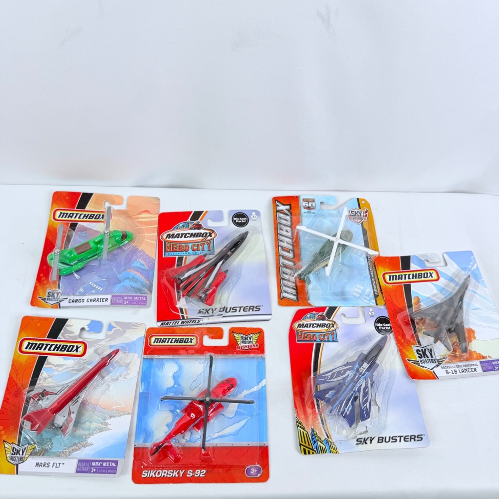 Matchbox Sky Busters Die-Cast Aircraft Lot of 7 B-1B Lancer Sikorsky S-92 NIB